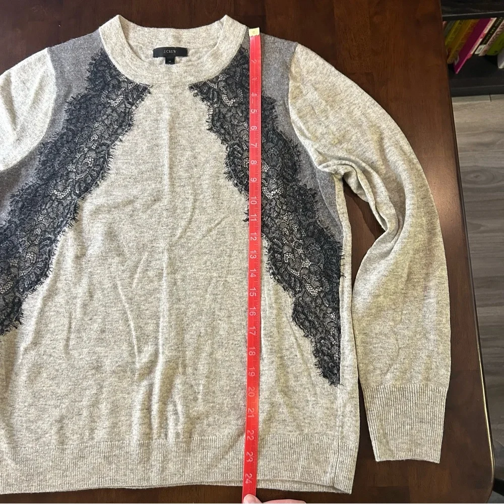 J. CREW LACE WOOL BLEND SWEATER GRAY BLACK SIZE Medium